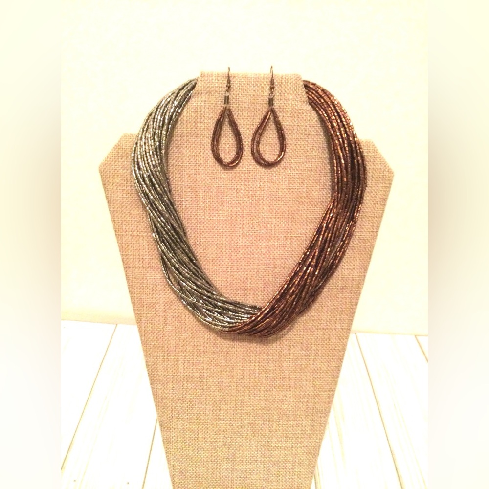 Elegant Multicolor Beaded Necklace and Earring Set